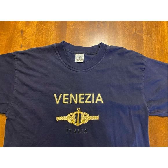 Vtg Embroidered Venezia Italia Italy Spellout T Shirt Size XXL - Picture 2 of 5